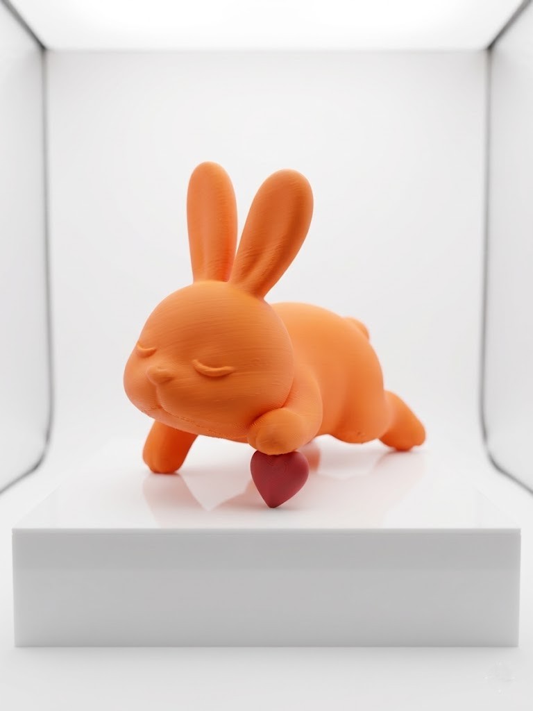 Uyuyan Turuncu Tavşan 3D Figür