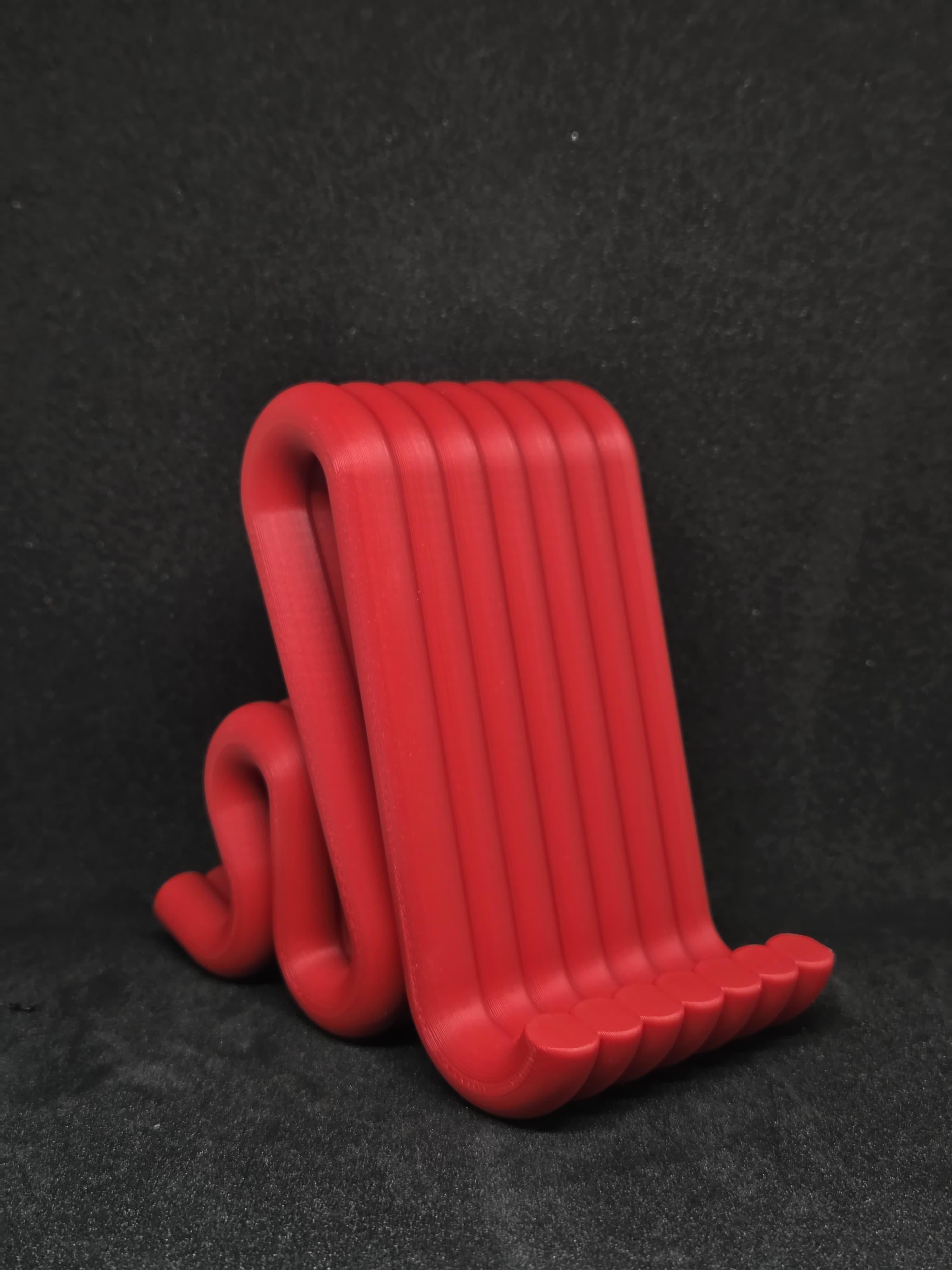 Wave Masaüstü Telefon Standı - Modern & Kıvrımlı Tasarım (Mat Kırmızı)