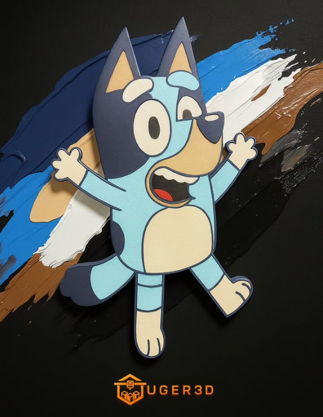 Dekoratif Bluey Figürü - 3D Kabartmalı Çocuk Odası Duvar ve Pano Süsü