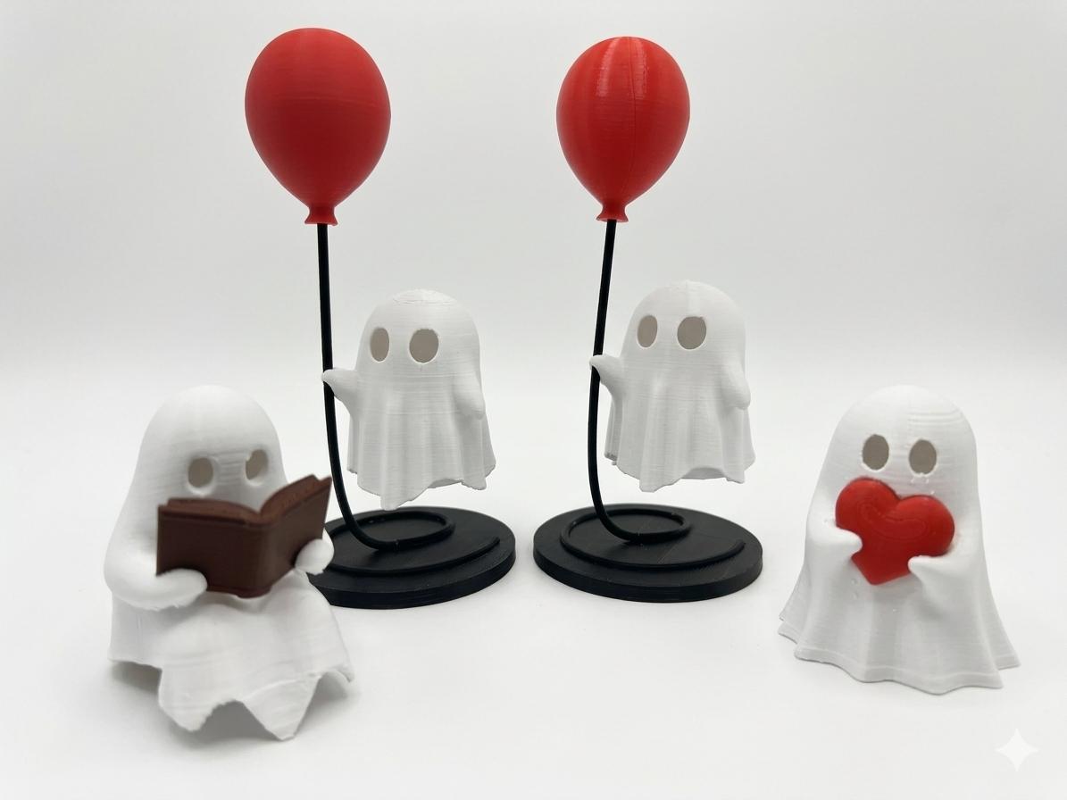 Işıklı Sevimli Hayalet 3D Gece Lambası (Kalpli, Balonlu, Kitaplı)
