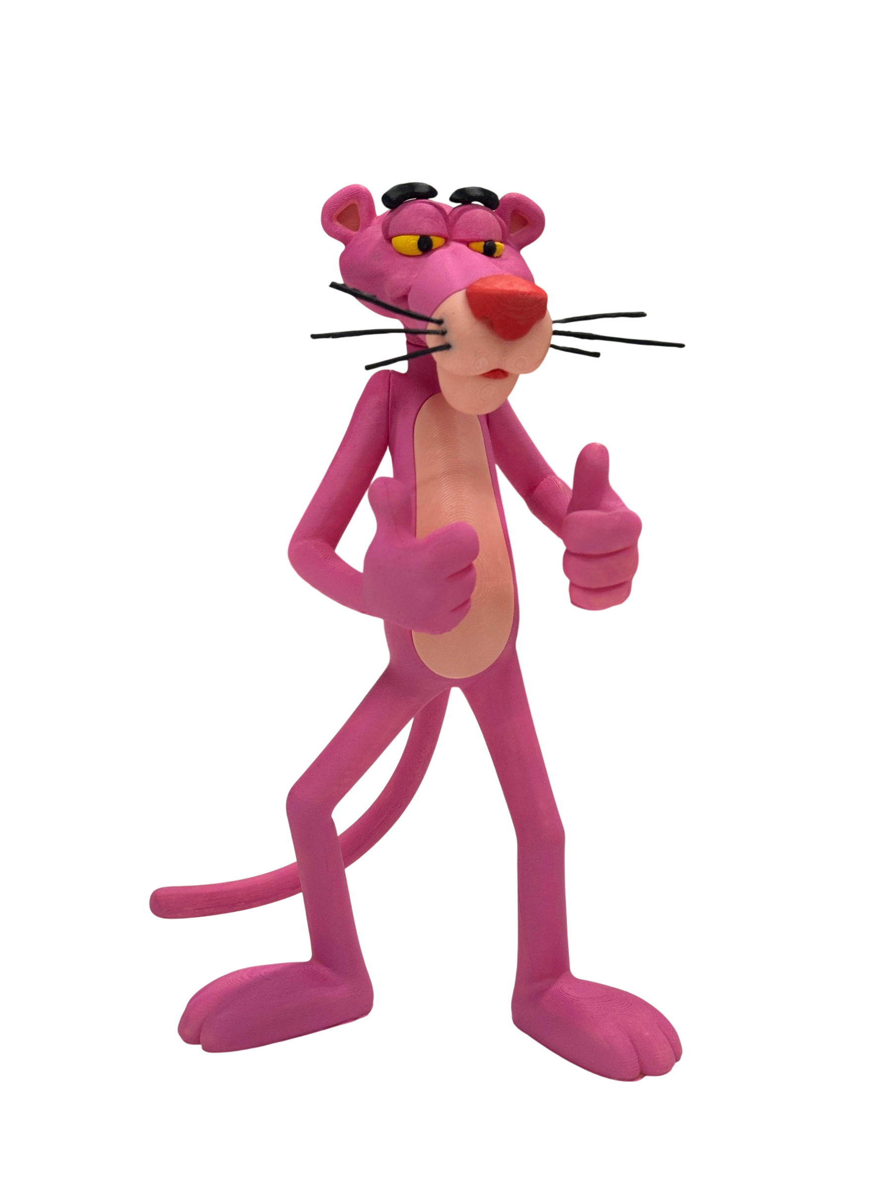 Dekoratif Pembe Panter Figürü - Nostaljik "Thumbs Up" Pozlu Eğlenceli Biblo